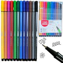 Kit 12 Canetas Ponta Fina Canetinha Colorida Profissional