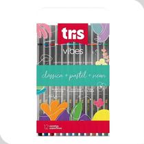 Kit 12 Canetas Superfinas Tris Vibes 0,4 mm Cores Vibrantes