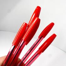 Kit 12 canetas vermelhas clássica esferográfica escolar