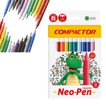 Kit 12 Canetinhas Hidrocor Gigante Compactor Aulas Escolar