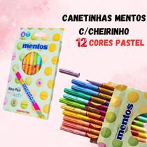 Kit 12 Canetinhas Mentos Canetas Hidrográficas com cheirinho de Mentos Neo Pen cor Pastel 12 cores