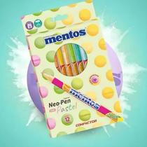 Kit 12 Canetinhas Mentos Canetas Hidrográficas com cheirinho de Mentos Neo Pen cor Pastel 12 cores