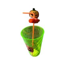 Kit 12 Canudo 30cm Com Tag Abóbora De Halloween Dia das Bruxas Festas Temática Kit 12 Canudo 30cm Com Tag Abóbora De Halloween Dia das Bruxas Festas Temática