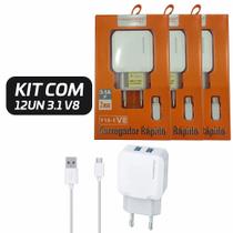 KIT 12 Carregador V-8 3.1 Cabo Removível Atacado Para Revenda