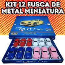 Kit 12 Carrinhos De Metal Carros Miniatura fusca Clássico