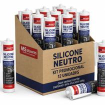 Kit 12 cartucho silicone neutro cinza 250 gr