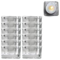 Kit 12 Castiçal de Vidro Quadrado Porta Velas Decoração 5cm Kit 12 Castiçal de Vidro Quadrado Porta Velas Decoração 5cm