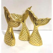 Kit 12 Cauda Sereia Dourada Acrílico Lembrancinha