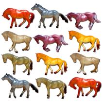 Kit 12 Cavalos Animais Realistas Plástico Grandes Maquetes
