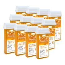 Kit 12 Ceras para Depilação Depilatória Roll-On Mel Natural 100g Depilflax