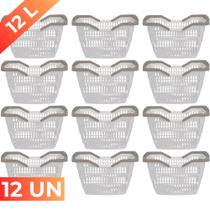Kit 12 Cesta Cestinha Plástica Supermercado c/ Alça 12L Kit 12 Cesta Cestinha Plástica Supermercado c/ Alça 12L