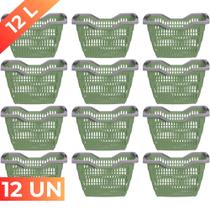 Kit 12 Cesta Cestinha Plástica Supermercado c/ Alça 12L Kit 12 Cesta Cestinha Plástica Supermercado c/ Alça 12L