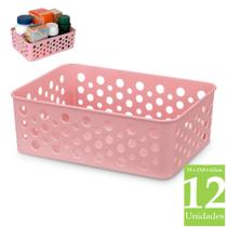 Kit 12 cestas organizadoras pequenas maquiagem material de escritório gaveta armário cozinha closet - Usual Plastic