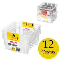 Kit 12 cestas pequenas organização empilhável multiuso cesta pequena gaveta armário guarda roupa