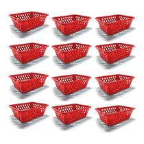 Kit 12 Cestinha Organização Vermelha 1400ml Cesto Organizador Pequeno Despensa Gavetas Armários Utensílios