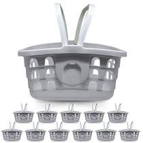 Kit 12 Cestinhas Cinza para Compras com Alça Multiuso