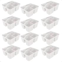 Kit 12 Cesto Cestinha Organizadora Multiuso Com Alça Branco