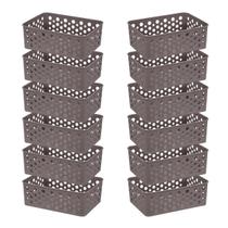 Kit 12 Cestos Moderno Organizador Decorativo Gaveta Closet Otimização De Espaço Empilhável Multiuso