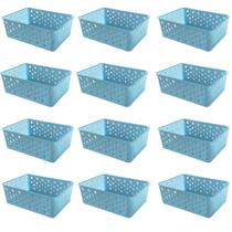 Kit 12 Cestos Multiuso Organizador Empilhável Gaveta 19x14x6