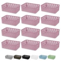 Kit 12 Cestos Organizador Armário Gaveta Lavanderia P 19x13