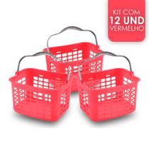 Kit 12 Cestos Organizador Multiuso 3,5 Litros C/ Alça Mercado Azul / Branco / Marrom / Preto / Vermelho