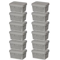 Kit 12 Cestos Organizador Multiuso Armazenamento 2 Litros Com Tampa Rose / Preto / Marrom / Cinza / Branco Kit 12 Cestos Organizador Multiuso Armazenamento 2 Litros Com Tampa Rose / Preto / Marrom / Cinza / Branco