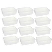Kit 12 Cestos Organizadores Transparentes com Tampa 3,5L Plasvale Brinquedos Acessórios