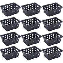 Kit 12 Cestos Plásticos para Servir Porções Lancherias Restaurantes Cestas para Frituras Pretas