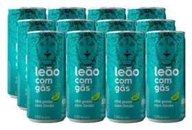 KIT 12 Chá Ice Tea sabor Limão Zero com Gás Leão Lata 290ml
