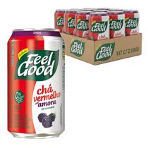 Kit 12 Chá Vermelho c/ Amora FEEL GOOD Zero Caloria 330ml Kit 12 Chá Vermelho c/ Amora FEEL GOOD Zero Caloria 330ml