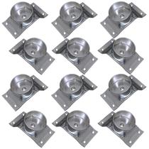 Kit 12 Chapinhas Chapa Inclinada 10º com Tubo Fixação Pés Palito Rosca 5/16 Zincada