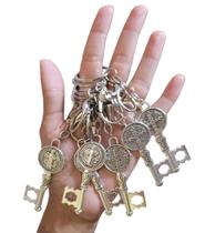 Kit 12 Chaveiros Chave Medalha São Bento 5 Cm Mosquete Kit 12 Chaveiros Chave Medalha São Bento 5 Cm Mosquete