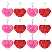 Kit 12 Chaveiros de Pelucia - "Te amo" - Dia dos namorados, Coração Ventosa Rosa Vermelho