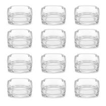 Kit 12 Cinzeiro de Vidro Clássico Quadrado com 4 Apoios 8,5 cm