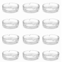 Kit 12 Cinzeiro De Vidro Clássico Redondo Com 4 Apoios 10 Cm