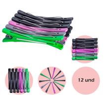 Kit 12 Clips Para Cabelo Presilhas Prendedor Profissional Bico De Pato Colorido