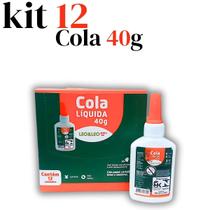Kit 12 Cola Líquida Branca Escolar 40g Lavável Com Tampa Espalhadora Caixa com 12