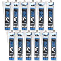 Kit 12 Cola Parabrisa Silicone Adesivo PU55 Preto Tekbond