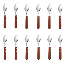 Kit 12 Colher Cabo De Madeira Para Jantar Almoço Restaurantes Qualidade Premium