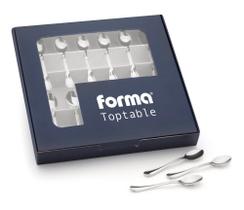 Kit 12 Colher De Café Midas Toptable Aço Inox Mesa Caixa Para Presente Alto Padrão Talher Talheres Chá Servir Casa Cozinha