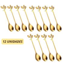 Kit 12 Colher De Chá De Café Dourada De Aço Inoxidável Sobremesa Kit 12 Colher De Chá De Café Dourada De Aço Inoxidável Sobremesa