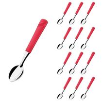 Kit 12 Colher de Chá Vermelho Luna Aço Inox Restaurante