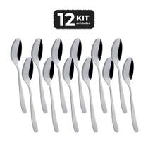Kit 12 colher de sobremesa inox acabamento brilho