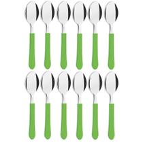 Kit 12 Colheres Chá Sobremesa Aço Inox Tramontina Verde