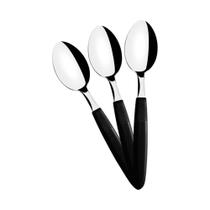 KIT - 12 Colheres de Chá Ipanema Com Lâmina em Aço Inox Cabo Preto CCPTOP - Tramontina
