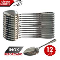 Kit 12 Colheres de Sobremesa 100% Aço Inox Talher de Mesa Padaria Restaurante Kit 12 Colheres de Sobremesa 100% Aço Inox Talher de Mesa Padaria Restaurante