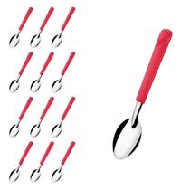 Kit 12 Colheres de Sopa Vermelho Luna Aço Inox e Plástico Kit 12 Colheres de Sopa Vermelho Luna Aço Inox e Plástico