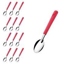 Kit 12 Colheres Linha Luna Vermelho Aço Inox Sorvete Buffet
