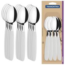 Kit 12 Colheres Talheres De Mesa Tramontina Com Lâminas Aço Inoxidável Cabos De Polipropileno