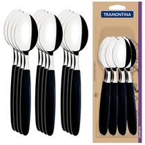 Kit 12 Colheres Talheres De Mesa Tramontina Com Lâminas Aço Inoxidável Cabos De Polipropileno